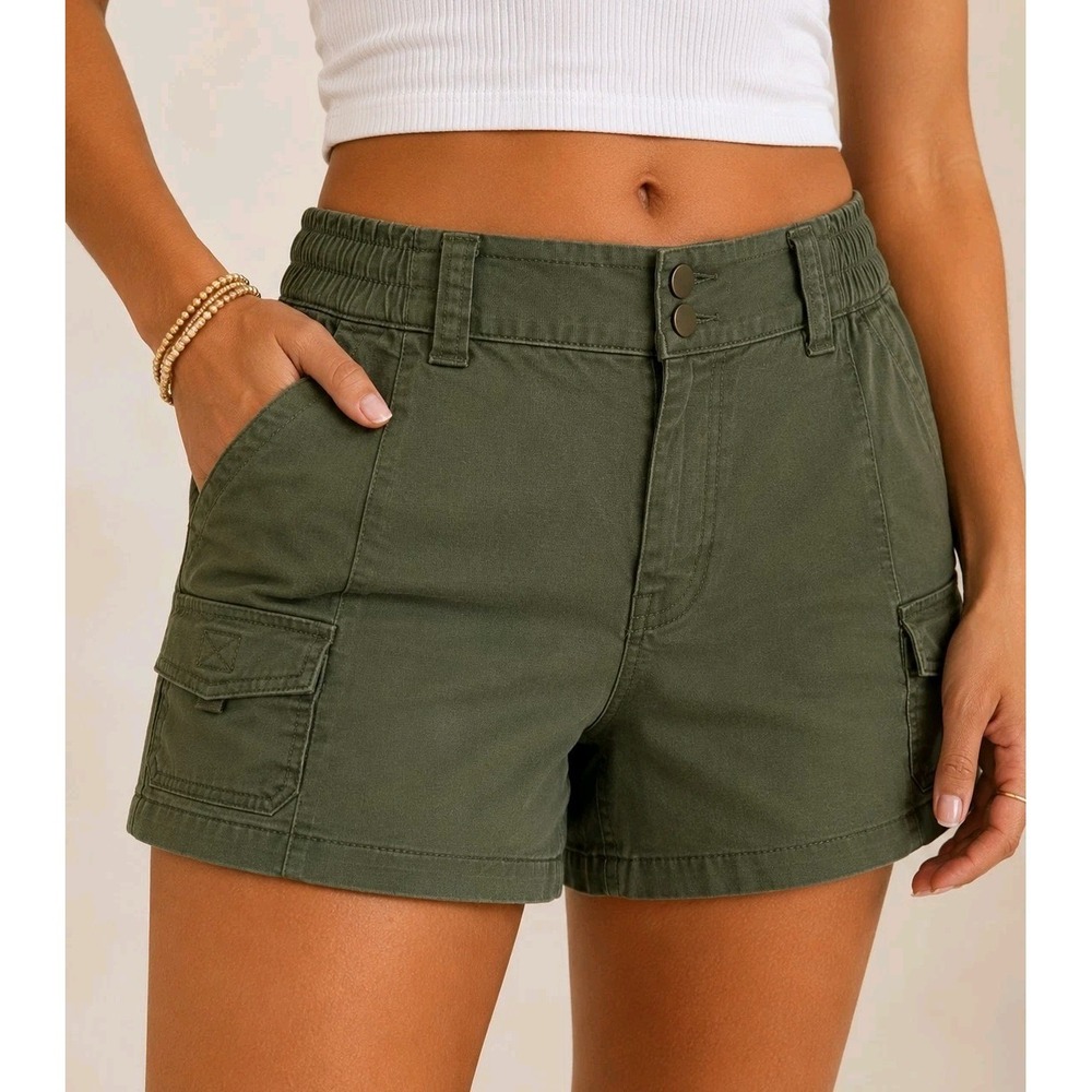 Arizona Cargo Shorts Olive Green Utility Hiking Travel Stretch Size 17 NWT